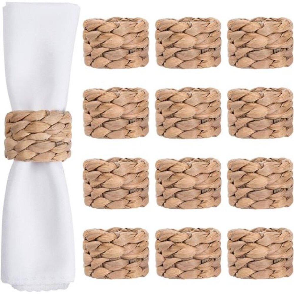 Napkin Rings Set of 12, Farmhouse Napkin Rings Table Decor Handmade by Natural